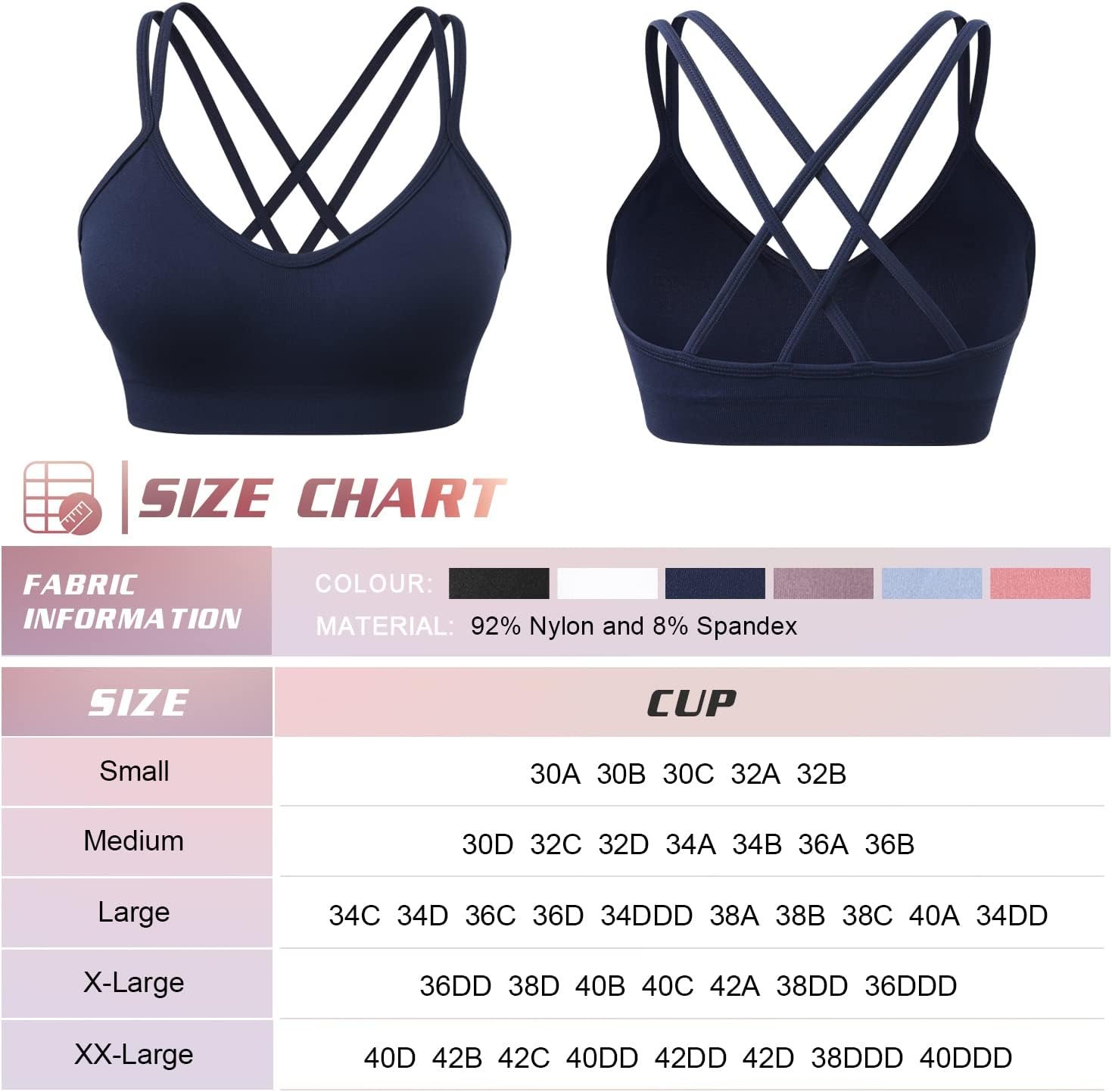 VEQKING Strappy Cross Back Women Sports Bras with Removable Cups - Image 7