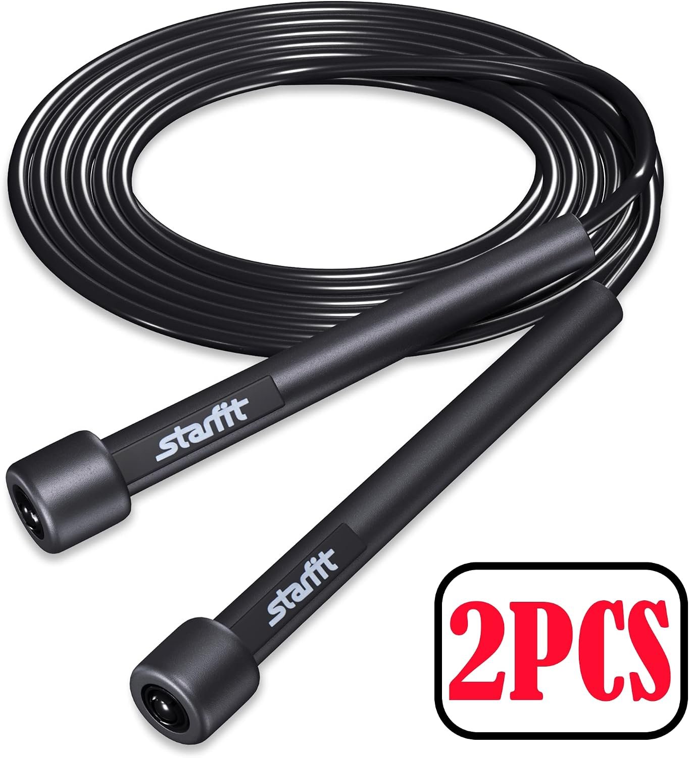 STARFIT Lightweight Jump Rope 2pcs for Fitness and Exercise,Adjustable Jump Ropes with Plastic Handles, Cardio and Endurance Training,Jumping Rope for Workout (Black+Black) - Image 3