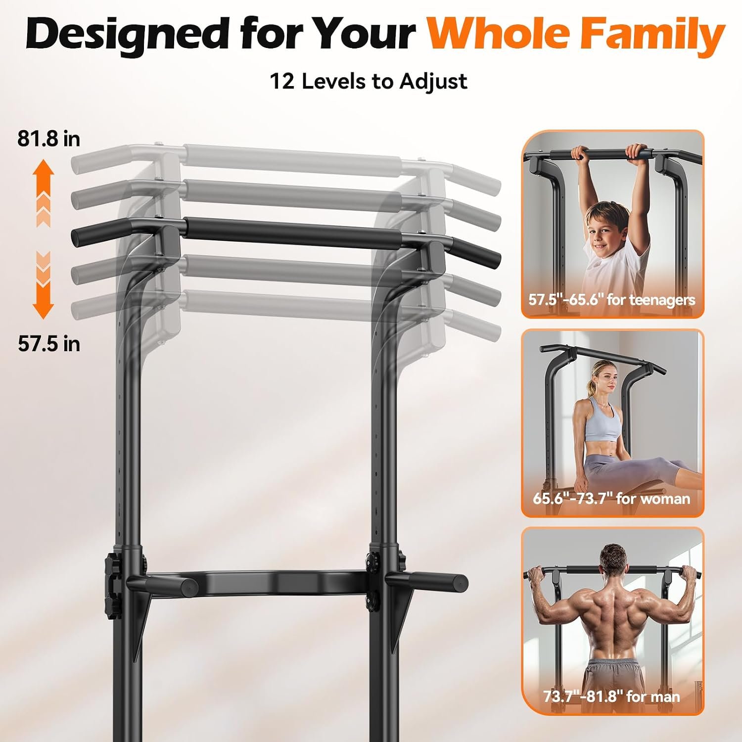 Power Tower Dip Station & Pull-Up Bar for Home Gym – Adjustable Height Strength Training Equipment for Pull-Ups, Dips, Push-Ups & More - Image 5