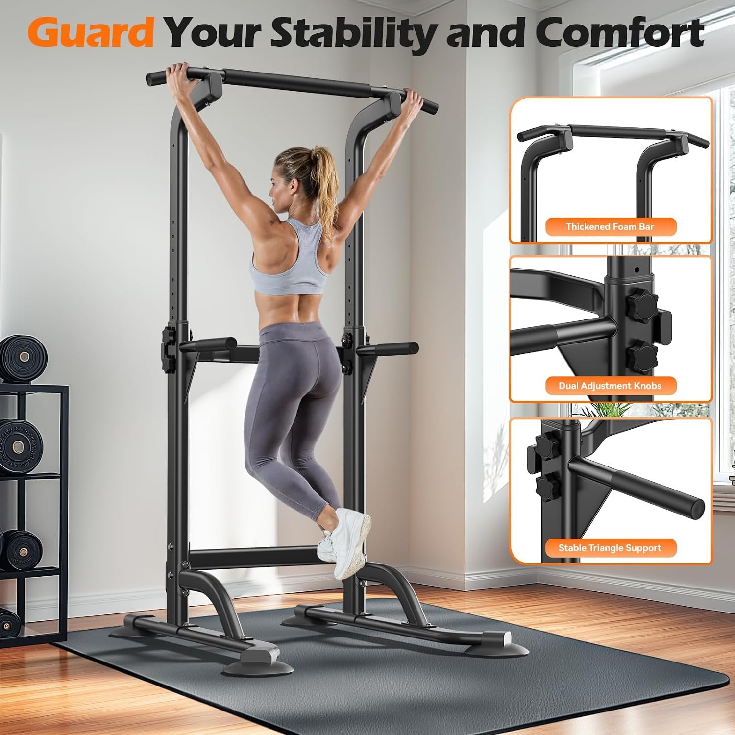 Power Tower Dip Station & Pull-Up Bar for Home Gym – Adjustable Height Strength Training Equipment for Pull-Ups, Dips, Push-Ups & More - Image 7