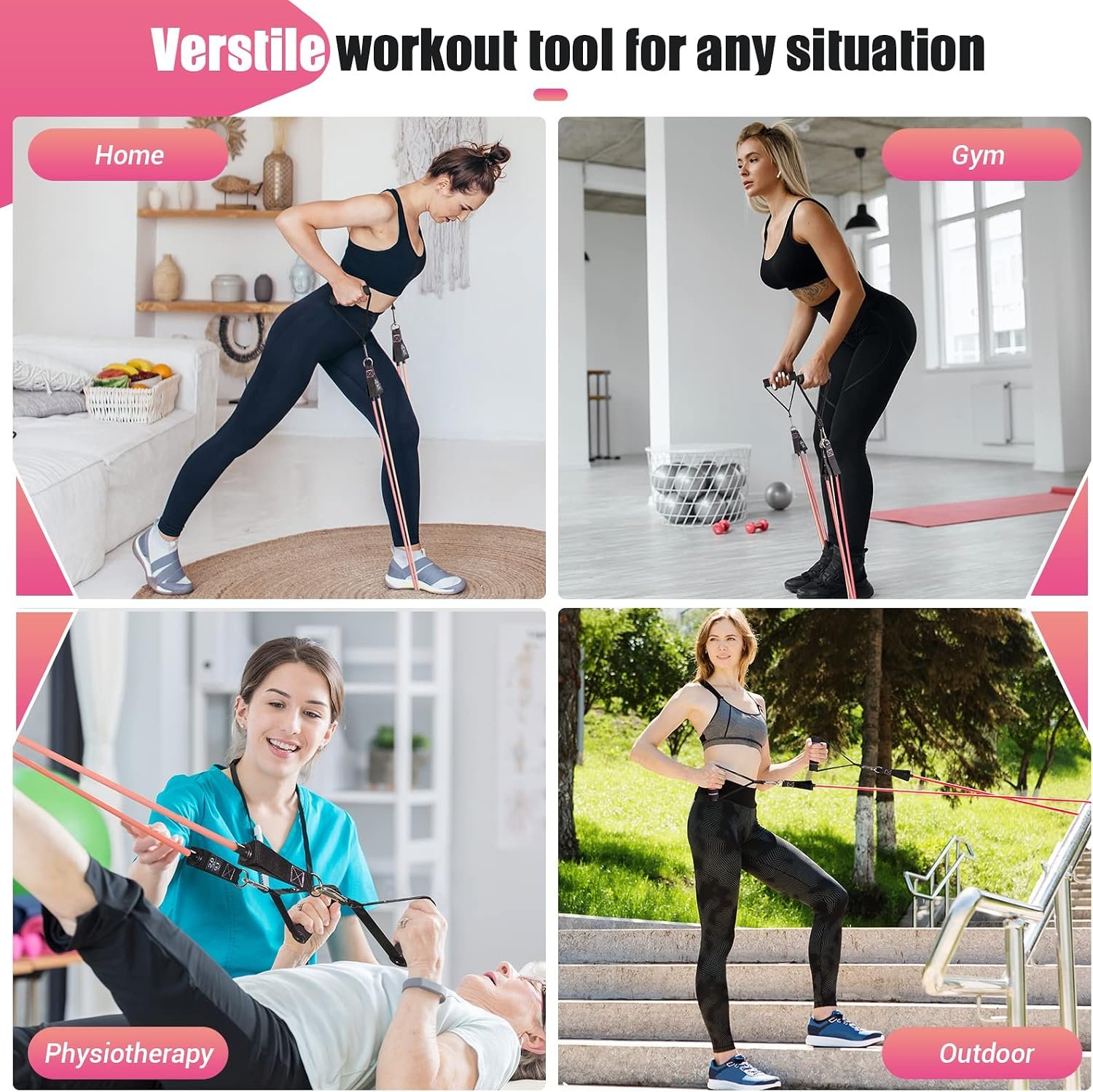 Resistance Bands with Handles for Women, 5 Level Exercise Bands - Image 7