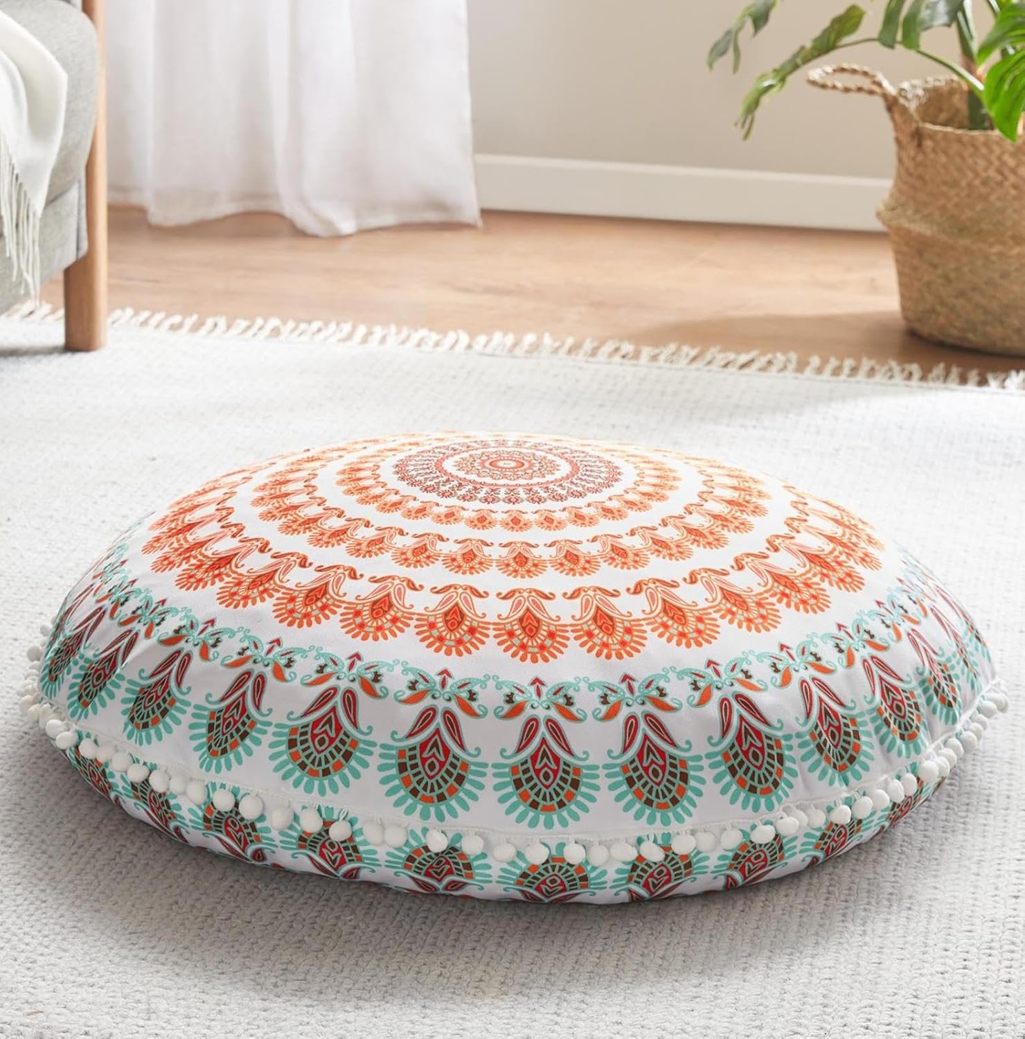 Codi 32-inch Floor Pillow, Large Meditation Cushions for Adults, Coral - Image 2
