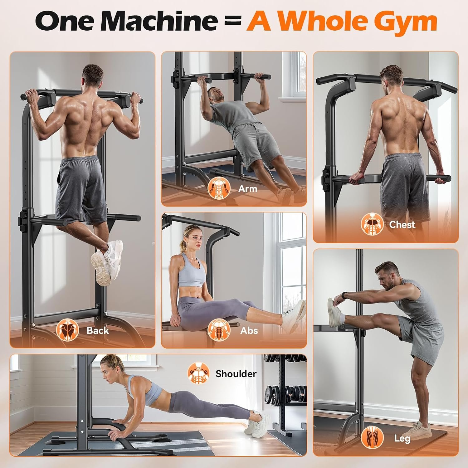 Power Tower Dip Station & Pull-Up Bar for Home Gym – Adjustable Height Strength Training Equipment for Pull-Ups, Dips, Push-Ups & More - Image 4