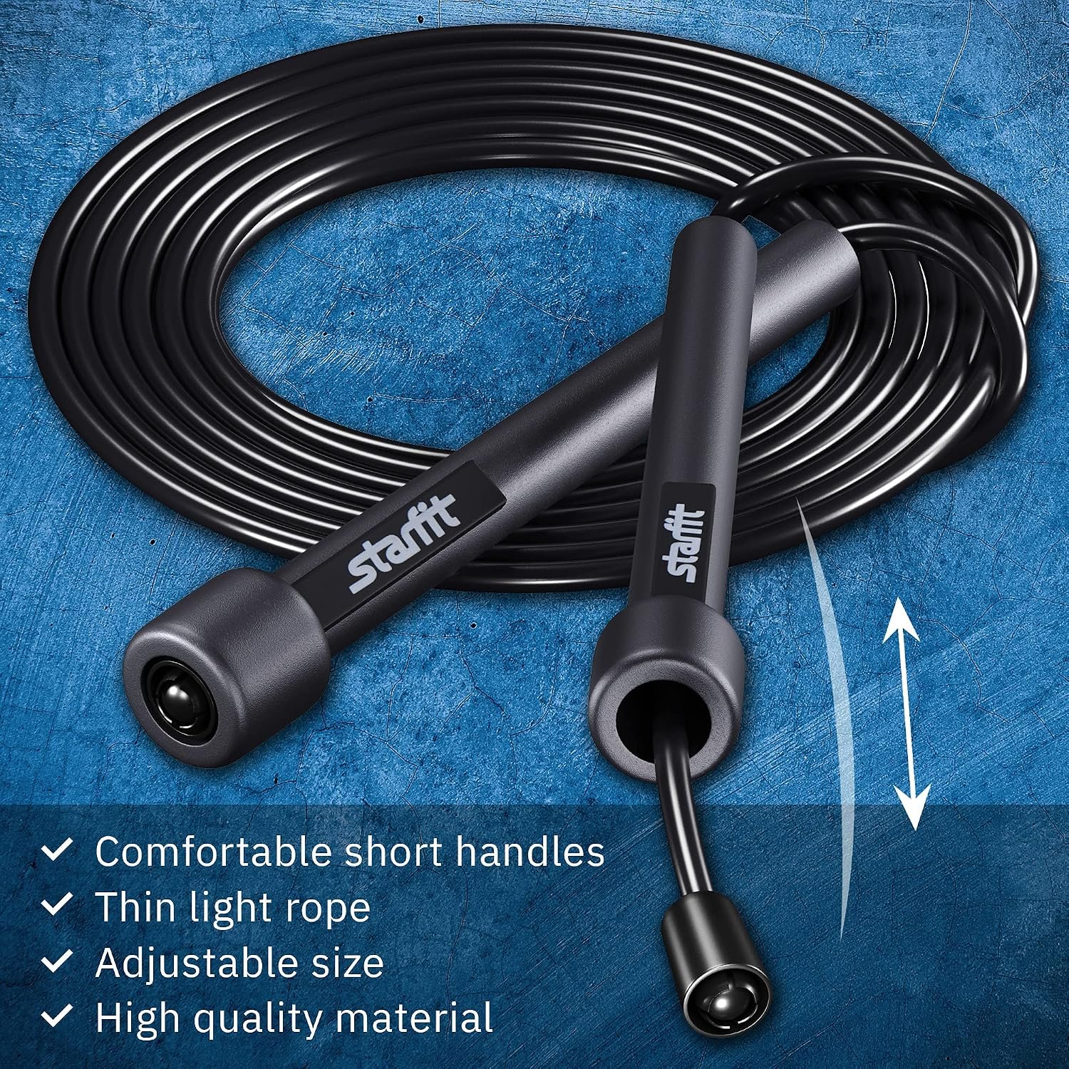 STARFIT Lightweight Jump Rope 2pcs for Fitness and Exercise,Adjustable Jump Ropes with Plastic Handles, Cardio and Endurance Training,Jumping Rope for Workout (Black+Black) - Image 4